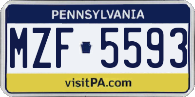 PA license plate MZF5593