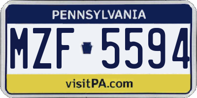 PA license plate MZF5594