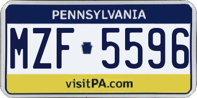 PA license plate MZF5596