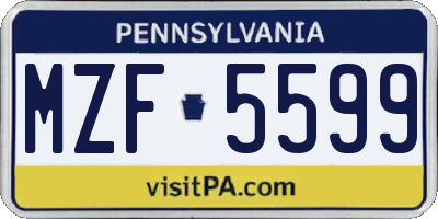 PA license plate MZF5599