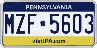 PA license plate MZF5603