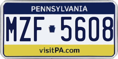 PA license plate MZF5608