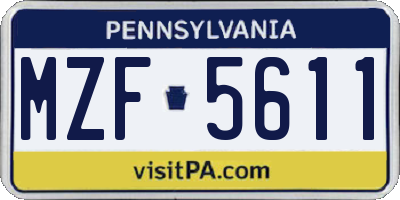 PA license plate MZF5611