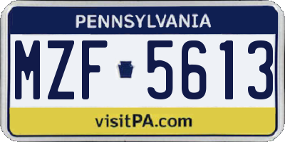 PA license plate MZF5613