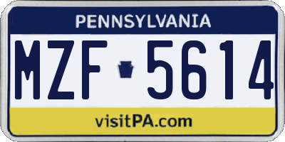 PA license plate MZF5614