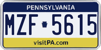 PA license plate MZF5615
