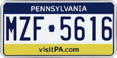 PA license plate MZF5616