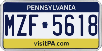 PA license plate MZF5618