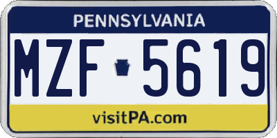 PA license plate MZF5619