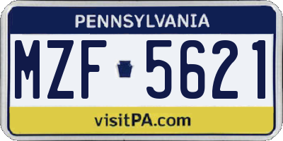PA license plate MZF5621