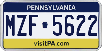 PA license plate MZF5622