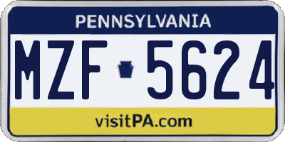 PA license plate MZF5624