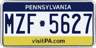 PA license plate MZF5627
