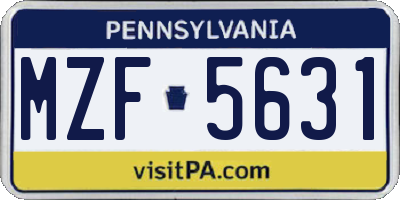 PA license plate MZF5631