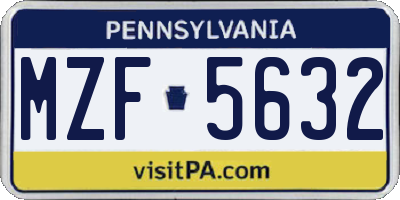 PA license plate MZF5632