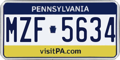 PA license plate MZF5634