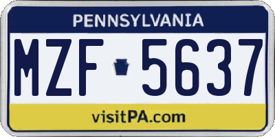 PA license plate MZF5637