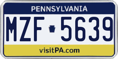 PA license plate MZF5639
