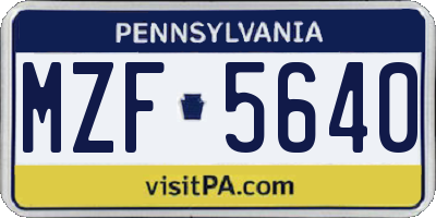 PA license plate MZF5640