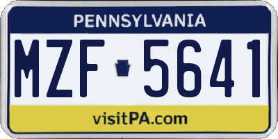 PA license plate MZF5641