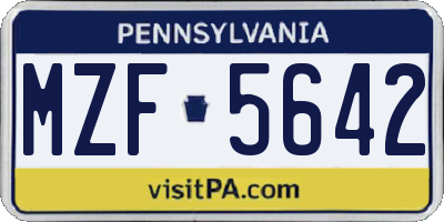 PA license plate MZF5642
