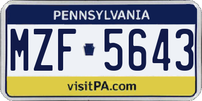 PA license plate MZF5643