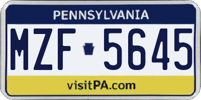 PA license plate MZF5645