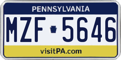 PA license plate MZF5646
