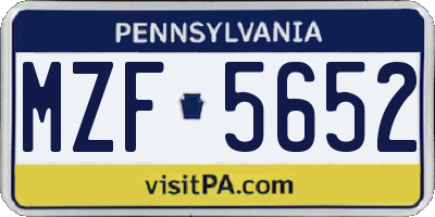 PA license plate MZF5652