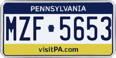 PA license plate MZF5653