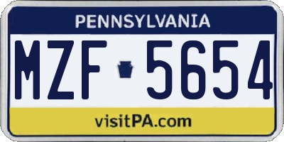PA license plate MZF5654