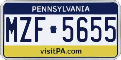 PA license plate MZF5655