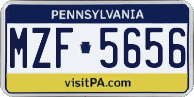 PA license plate MZF5656