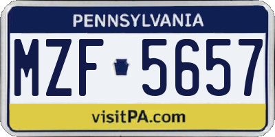 PA license plate MZF5657