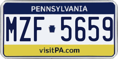 PA license plate MZF5659