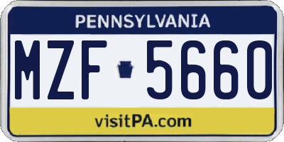 PA license plate MZF5660
