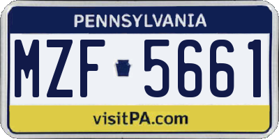PA license plate MZF5661