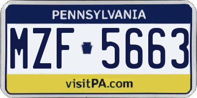 PA license plate MZF5663