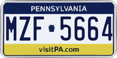 PA license plate MZF5664