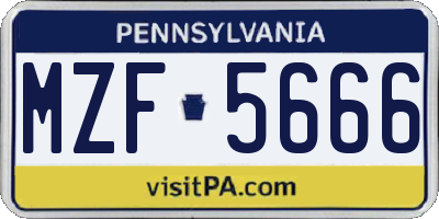 PA license plate MZF5666
