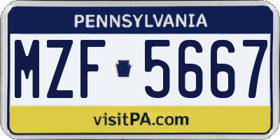PA license plate MZF5667