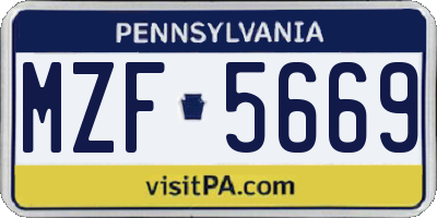 PA license plate MZF5669