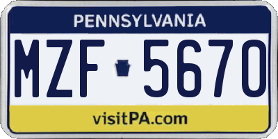 PA license plate MZF5670