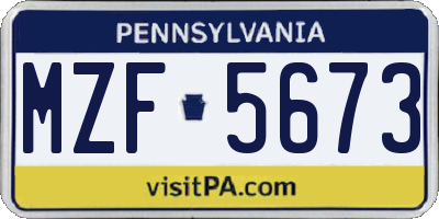 PA license plate MZF5673