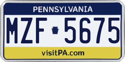 PA license plate MZF5675