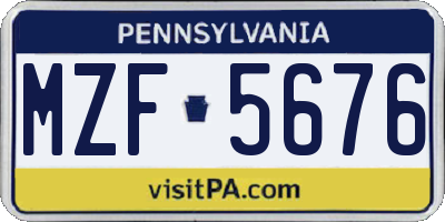 PA license plate MZF5676