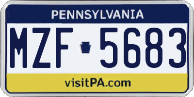 PA license plate MZF5683