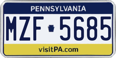 PA license plate MZF5685