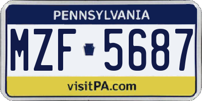 PA license plate MZF5687