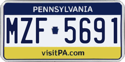 PA license plate MZF5691